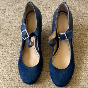 Nine West navy wedges. Suede and leather. Size 7.